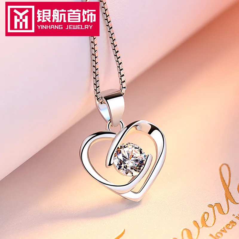 

S925 Sterling Silver Necklace Women's Heart Choker Short MORI Series Students Accessories Simple Korean-style Neck Christmas Gif
