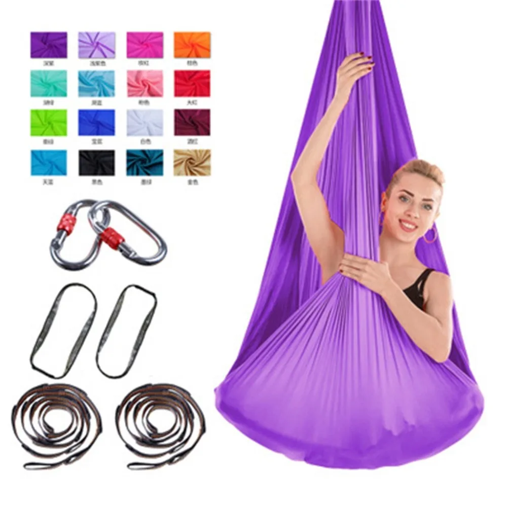 4m wide stretch aerial yoga hammock indoor silk anti-gravity yoga free knotted knot and rope aerial yoga swing set yoga 30S30 (24)