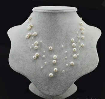 

Multi - Layered Natural Pearls Pure Chain Pendant Necklace for Women Natural Freshwater Pearl Handmade Jewelry for Women Gift