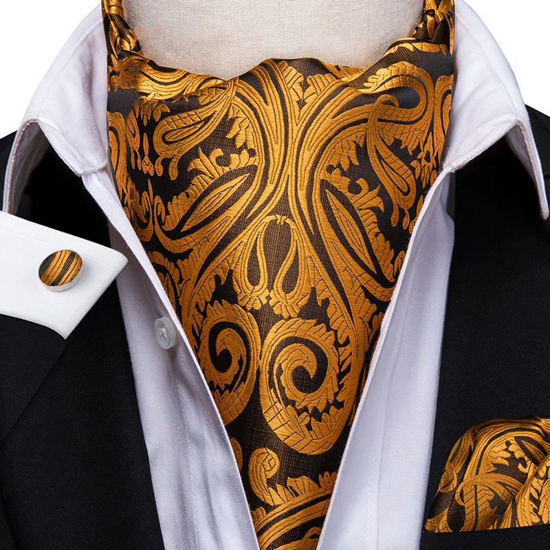 Классический Пейсли Шелковый Аскот Карманный квадратный шейный платок Ascot резинка для волос самостоятельно британский стиль джентльмен платье шарфы галстук вечерние комплект Ascot - Цвет: AS-1027