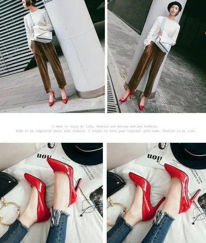 Женская обувь 10 см Пикантные однотонные туфли с острым носком женские босоножки
