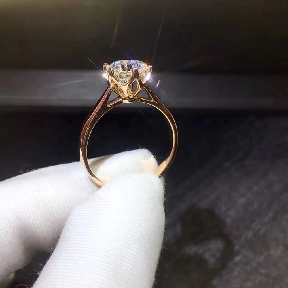 Розовое золото Муассанит кольцо 18 К 1ct 2ct 3ct спициальный дизайн DF цвет Муассанит Прозрачный камень отличная круглая огранка