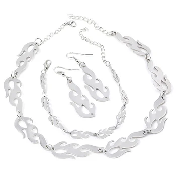 

Men Fire Flame Necklace Wave Sun Choker Necklace Hip Hop Chain Trending Streetwear Punk Jewelry