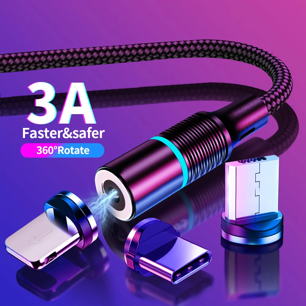 Magnetic Type C Micro USB Cable LED Fast Charging USB C Cord For iPhone 11 pro Samsung S8 S9 Huawei P30 Microusb Magnet Cable 1M Magnetic Type C Micro USB Cable LED Fast Charging USB C Cord For iPhone 11 pro Samsung S8 S9 Huawei P30 Microusb Magnet Cable 1M