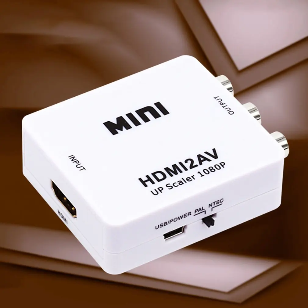 HDMI К AV скейлер адаптер HD видео конвертер коробка HDMI к RCA AV/CVSB L/R видео 1080P HDMI2AV Поддержка NTSC PAL