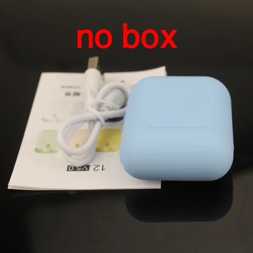Blue No Box I12 tws Bluetooth наушники беспроводные наушники оригинальные Macaron 5,0 наушники 3D стерео гарнитура спортивные наушники для смартфона - Цвет: Blue No Box