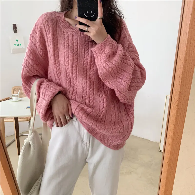

Alien Kitty 2019 Winter loose Twisted Pullovers Students Elegant Sweet Knitted Stylish Women Tops All-Match Solid Soft Sweaters