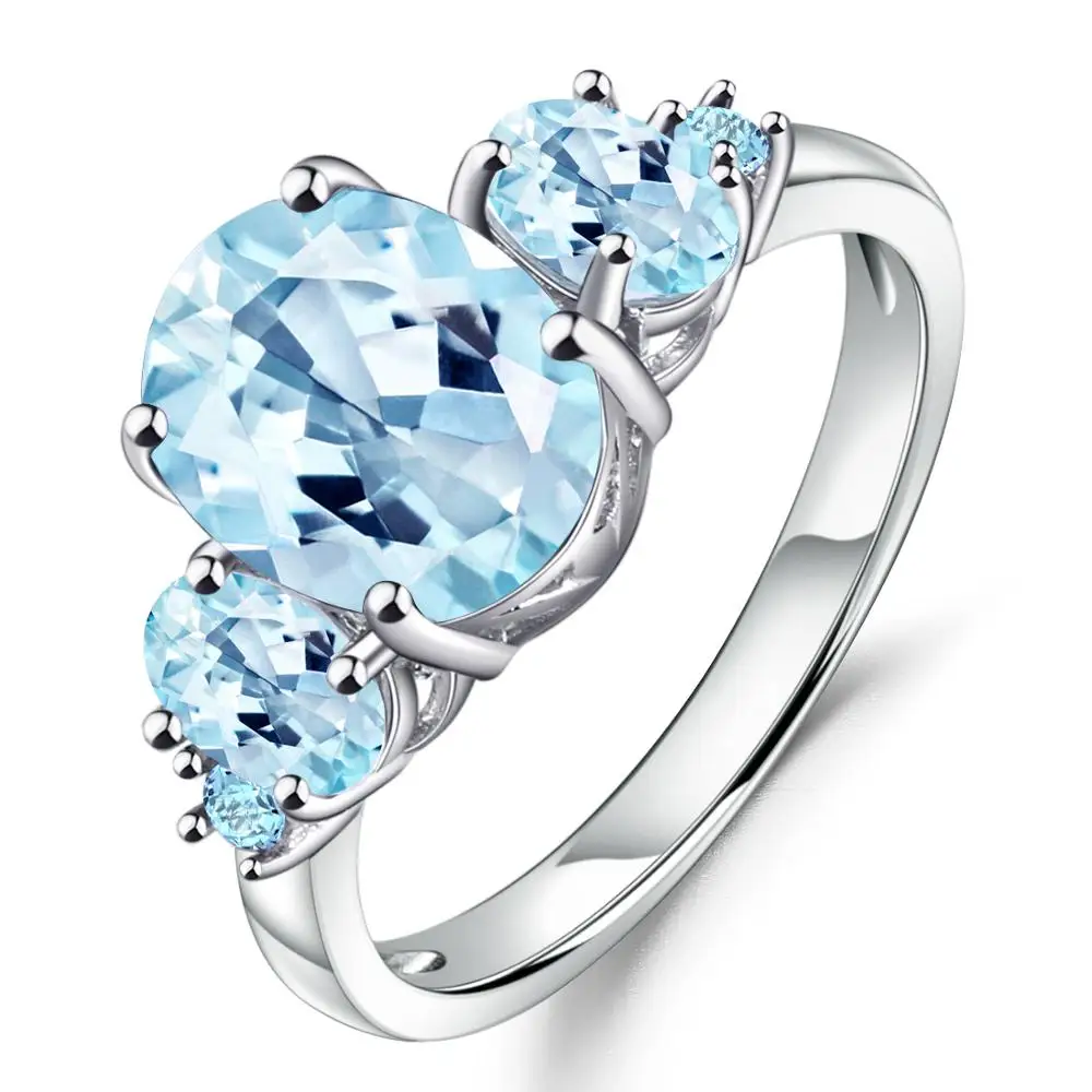 GEM'S BALLET 4.77Ct Oval Natural Sky Blue Topaz Gemstone Ring 100% 925 Sterling Silver Rings for Women Wedding Fine Jewelry GEM'S BALLET 4.77Ct Oval Natural Sky Blue Topaz Gemstone Ring 100% 925 Sterling Silver Rings for Women Wedding Fine Jewelry