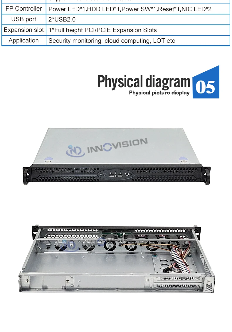Ultra 1U Rack Server Chassis, Suporte MINI-ITX