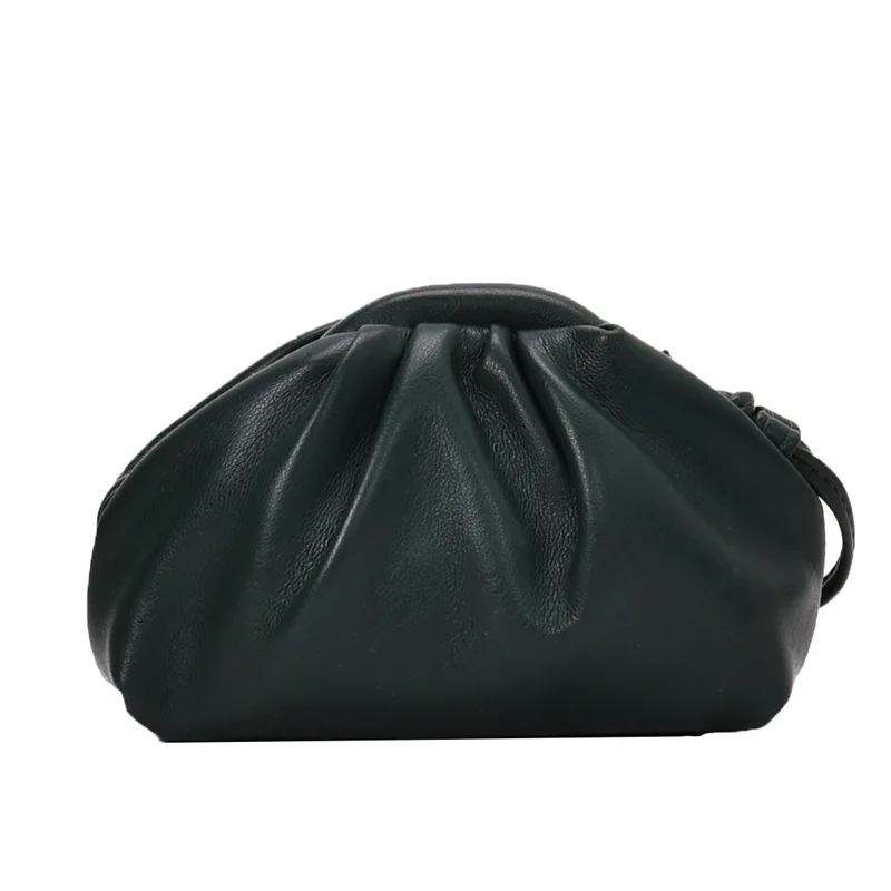 Шикарная маленькая сумка-конверт с облаком, мягкая сморщенная сумка-мессенджер на плечо, роскошный клип, дизайнерская сумка-клатч - Цвет: Green Big