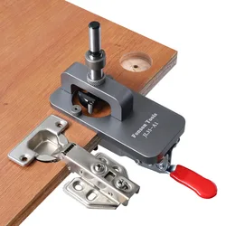 Gabarit de perçage de trous pour menuiserie, gabarit de perçage de charnière 35mm avec fixation en alliage d'aluminium, gabarit d'ouverture de trous pour portes d'armoires 
