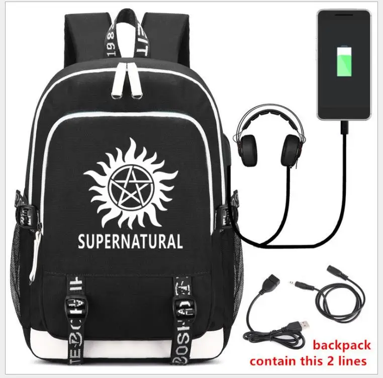as pictures SPN рюкзак Supernatural Большой Вместительный рюкзак для девочек-подростков школьная Студенческая сумка для ноутбука на молнии - Цвет: as pictures