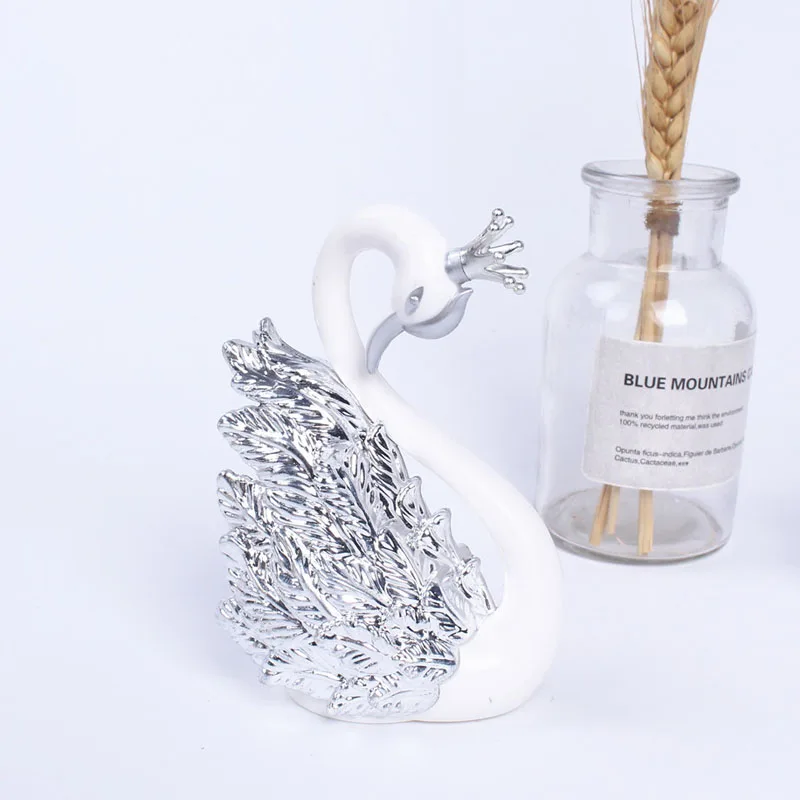 10cm new swan action figure with gold/silver plated Swan model figure toy cake decoration gifts for girls