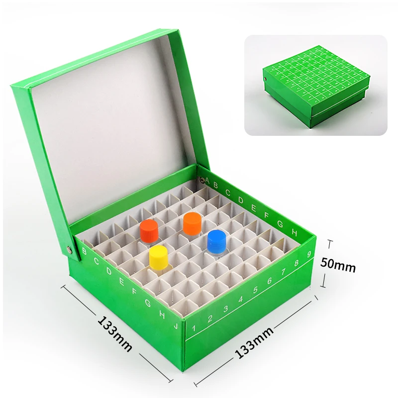 Laboratory Paper Cryo-Tube Box 81-Holes Flip-Lid Test Tube Box