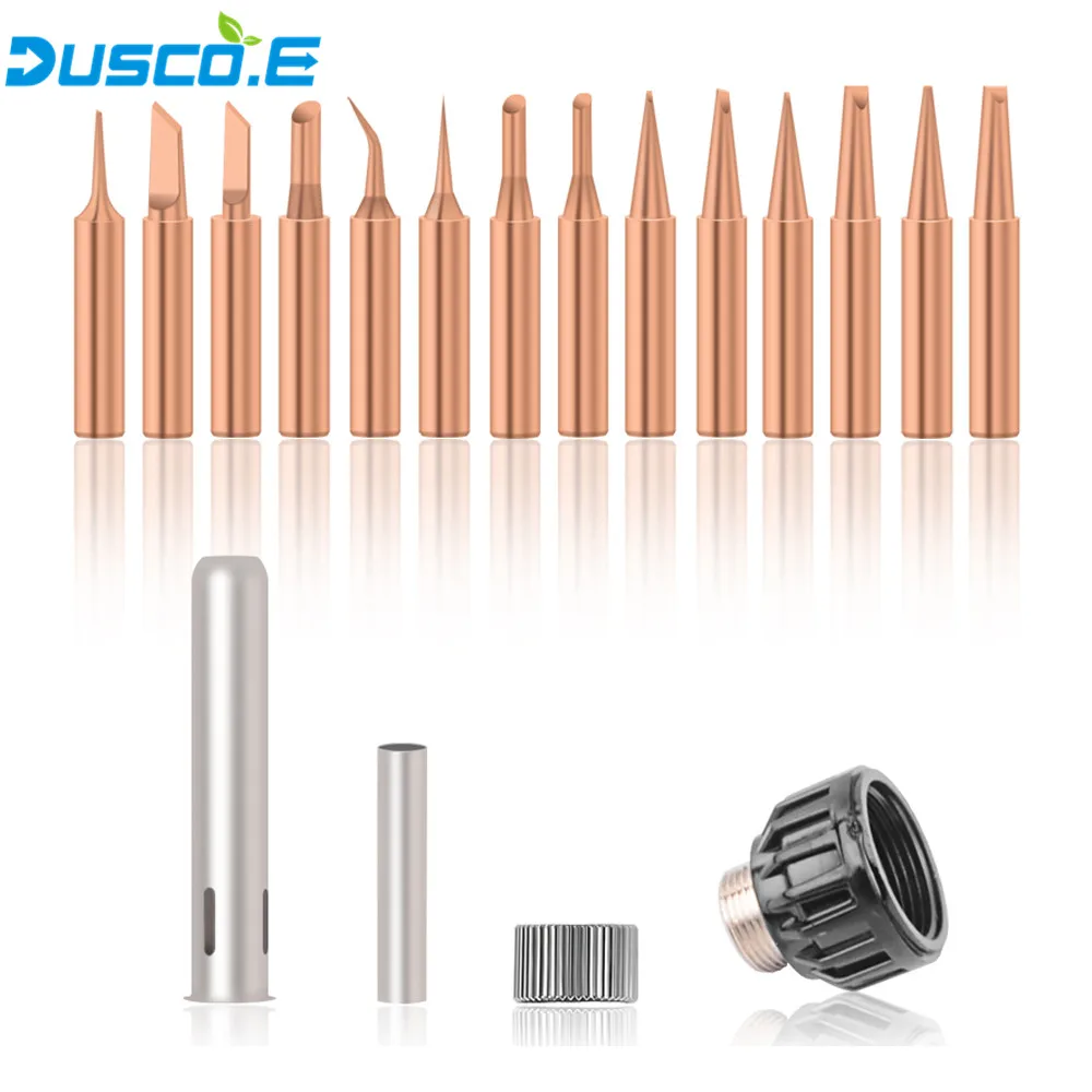 Dusco.E 10 шт./партия паяльник из чистой меди для 900 м 937938, 8586, 852D Hakko 936 паяльная станция ПАЯЛЬНЫЕ НАКОНЕЧНИКИ - Цвет: 14Pcs Solder  Tips