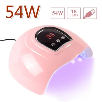 

54W Pink Uv Lamp Professional Gel Lamp ABS Intelligent Induction Nail Polish Dryer USB Manicure Lamp For Home Nail Care Tool