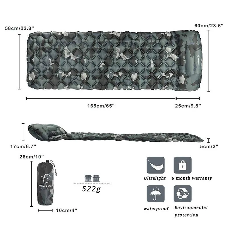 Zerbino Gonfiabile di Campeggio Esterna Zerbino treccia ультралегкий Letto Aria portssacco A Pelo Tenda Pad Campeggio - Цвет: B001-7
