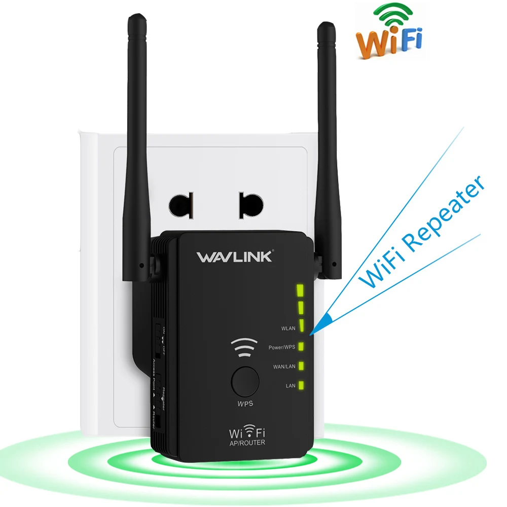 Wavlink WiFi ретранслятор 300 Мбит/с Диапазон Wi-Fi расширитель/Беспроводная точка доступа маршрутизатора 802.11N/B/G wifi усилитель 2,4 ГГц Repetidor ЕС - Цвет: Черный