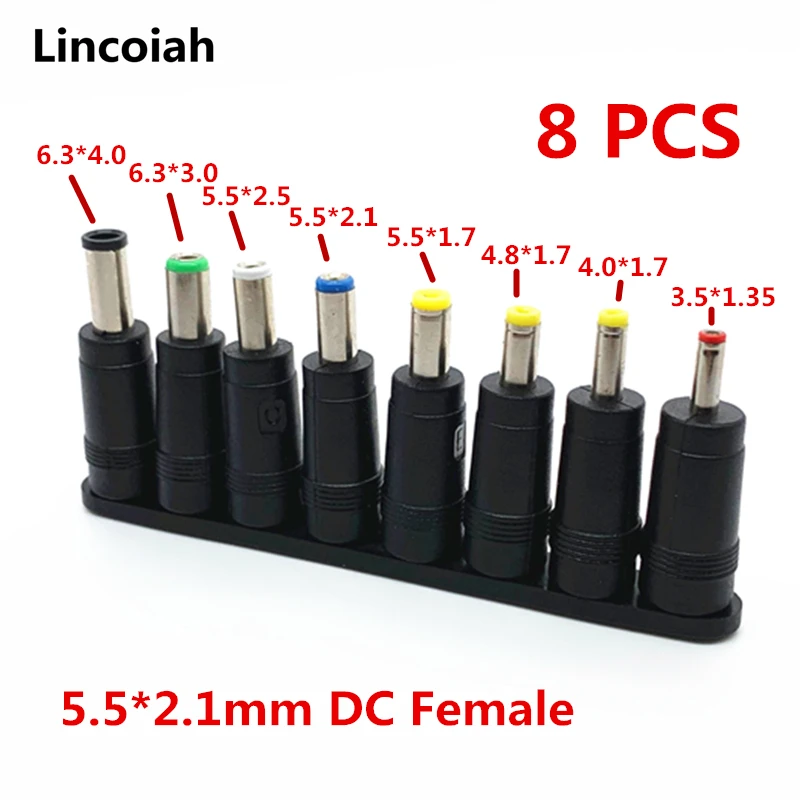 8pcsUniversalLaptopDCPowerSupplyAdapterConnectorPlugACDCJack
