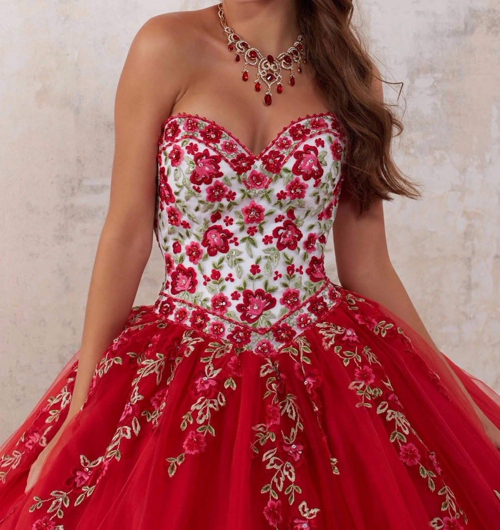 Vestido De quinceañera rojo con Vestidos De tul con cristales, De escarista, escote en forma De corazón, 15 años, 2019|Vestidos de quinceañera| - AliExpress