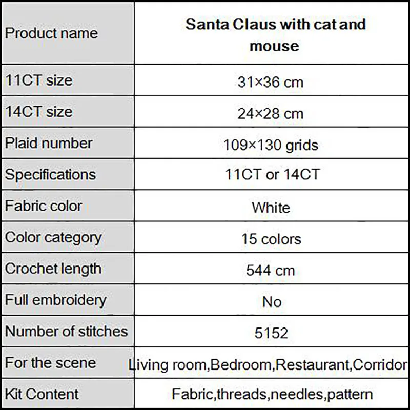 Санта Клаус с кошкой и Мышкой ручная работа DMC принтом обработанная