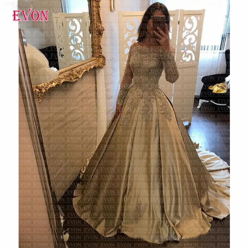 Robe De Soiree, элегантные платья с открытыми плечами для выпускного вечера, 2019, на заказ, бальное платье принцессы с длинными рукавами, вечерние