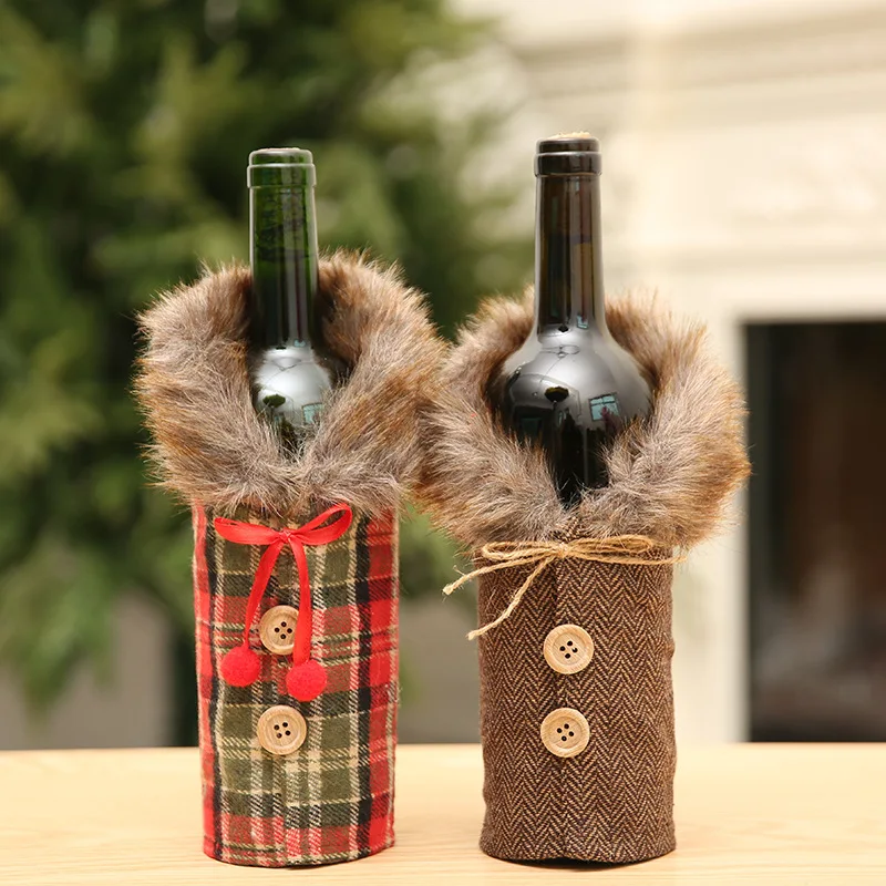 

2PCS Wine Bottle Coat Cover Merry Christmas Decor For Home 2020 Natal Noel Christmas Table Decor Xmas Gift Happy New Year 2021