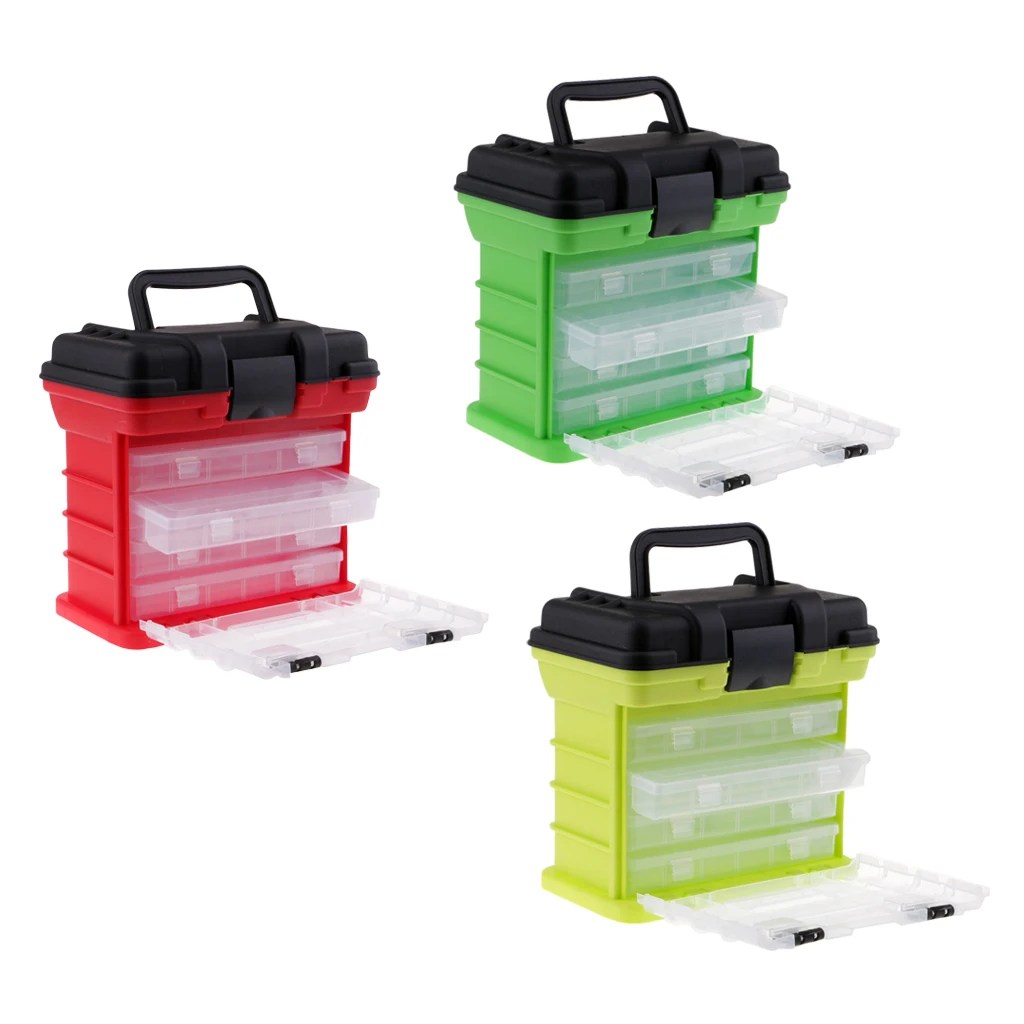 AM/_ 4 LAYERS FISHING TACKLE BOX LURE STORAGE TRAY BAIT CASE TOOL ORGANIZER BULK
