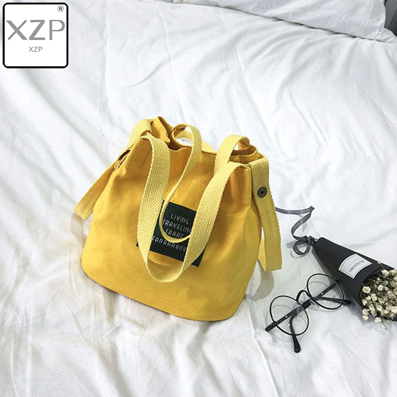 XZP Модный повседневный косметический брезентовый клатч для девушек, маленькие женские сумки для покупок, одноцветные сумки на плечо для девушек