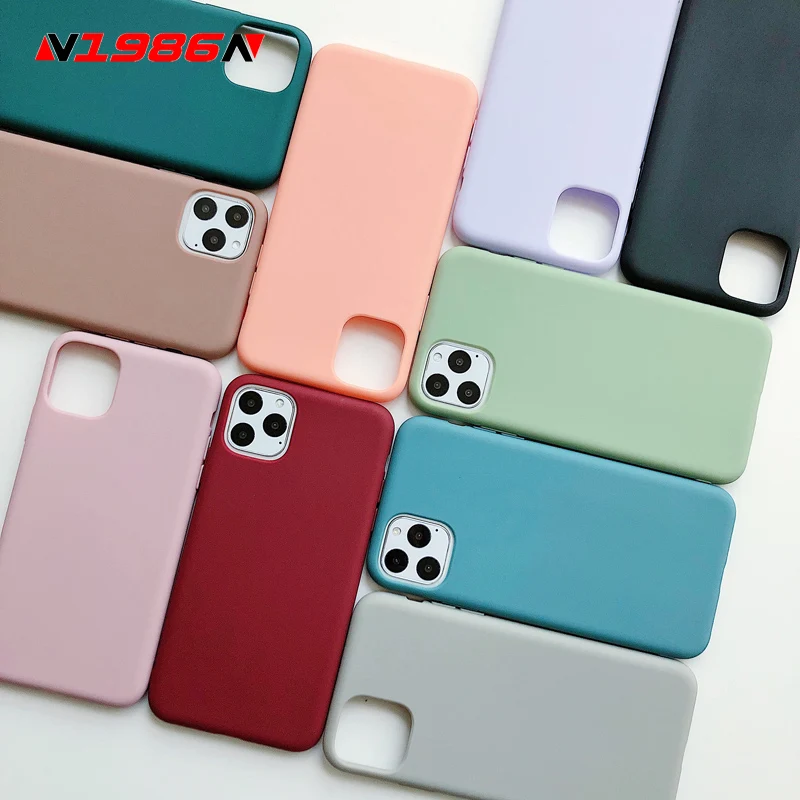 

N1986N Phone Case For iPhone 11 11 Pro Max X XR XS Max 6 6s 7 8 Plus Fashion Candy Color Simple Solid Color Soft Silicone Case