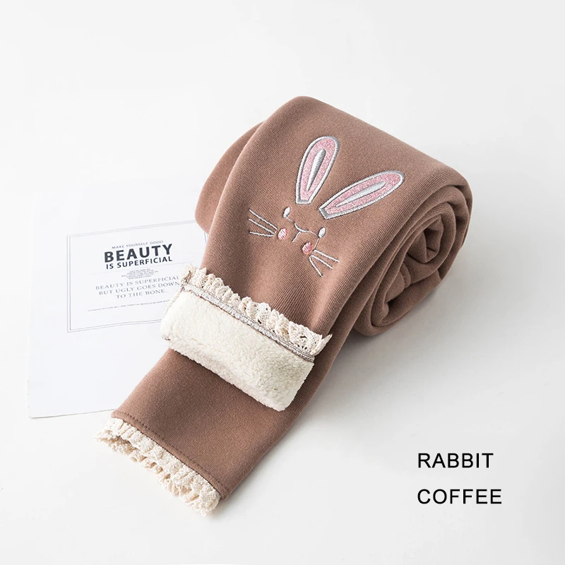 Rabbit F Теплые штаны для девочек; повседневные зимние штаны для малышей; утепленные леггинсы для малышей; брюки для девочек; детские спортивные штаны для девочек - Цвет: Rabbit F