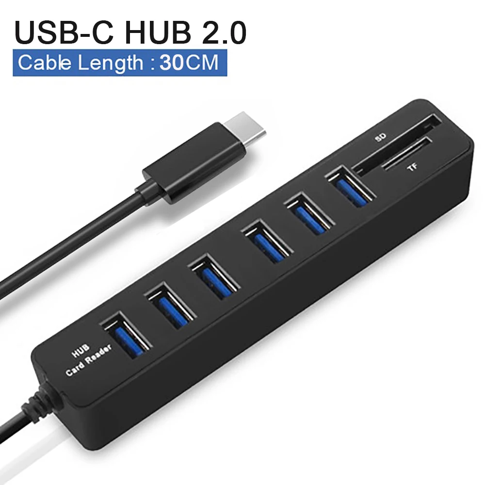 6 Ports USB-C 2.0 Usb-хаб 3,0 Мульти USB 3,0 док-станция USB высокоскоростной разветвитель 3/6 Порты жил устройство для чтения карт SD TF все в одном для ПК Компьютерные аксессуары - Цвет: 6 Ports USB-C 2.0