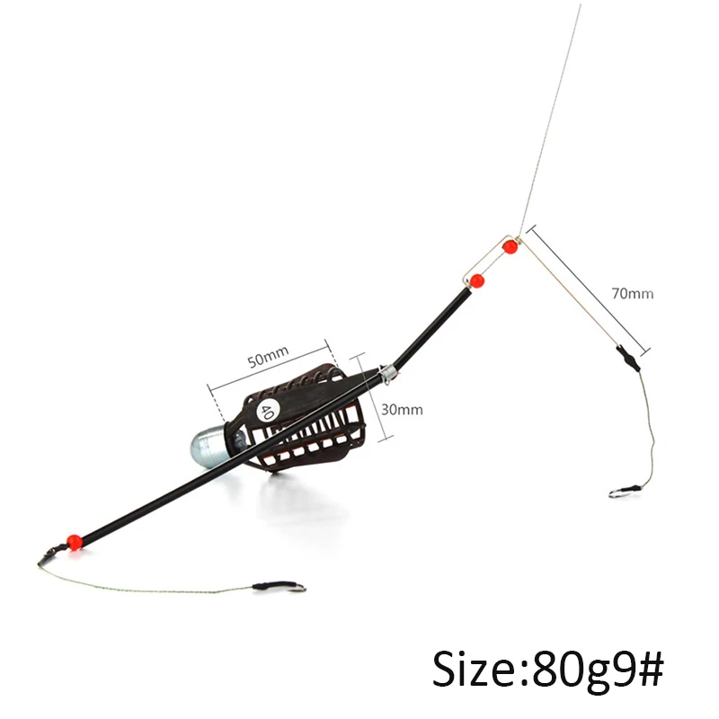 Fishing Bait Hooks Cage Lead Sinker Swivel with Line 20g-80g Hooks for Carp Feeder THJ99 - Цвет: Size 80g