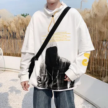 

2019 Autumn New Korean Men's National Tide Original Large Size Trend Hooded High Collar Loose Street Casual Pullover