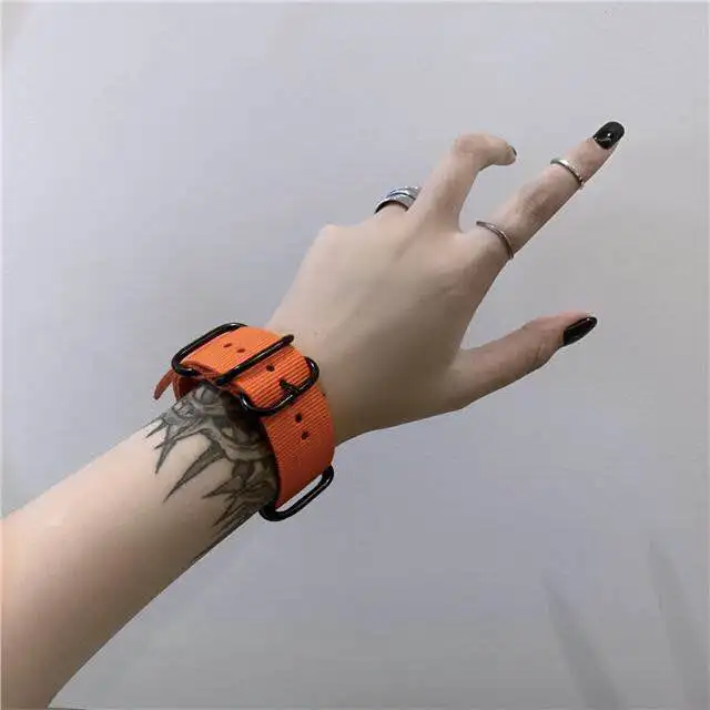 

2019 NYLON Couple bracelet female strips rainbow stripe color band wind leather goods for men and women lovers canvas strap canv