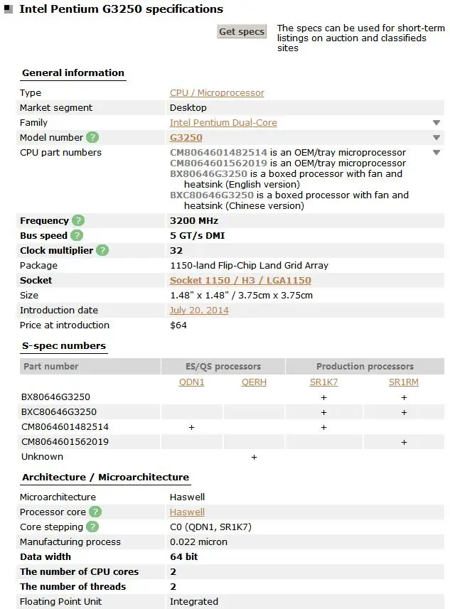 Intel Pentium G3250 3,2 ГГц двухъядерный процессор для настольных ПК 3 м 53 Вт LGA 1150 протестированный рабочий