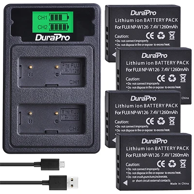 2X1260 мА/ч, NP-W126 NP W126 Камера Li-Ion Батарея+ ЖК-дисплей USB Dual Зарядное устройство для цифровой фотокамеры Fuji HS50 HS35 HS33 HS30EXR XA1 XE1 X-Pro1 XM1 X-T10 - Цвет: 4 Battery Set