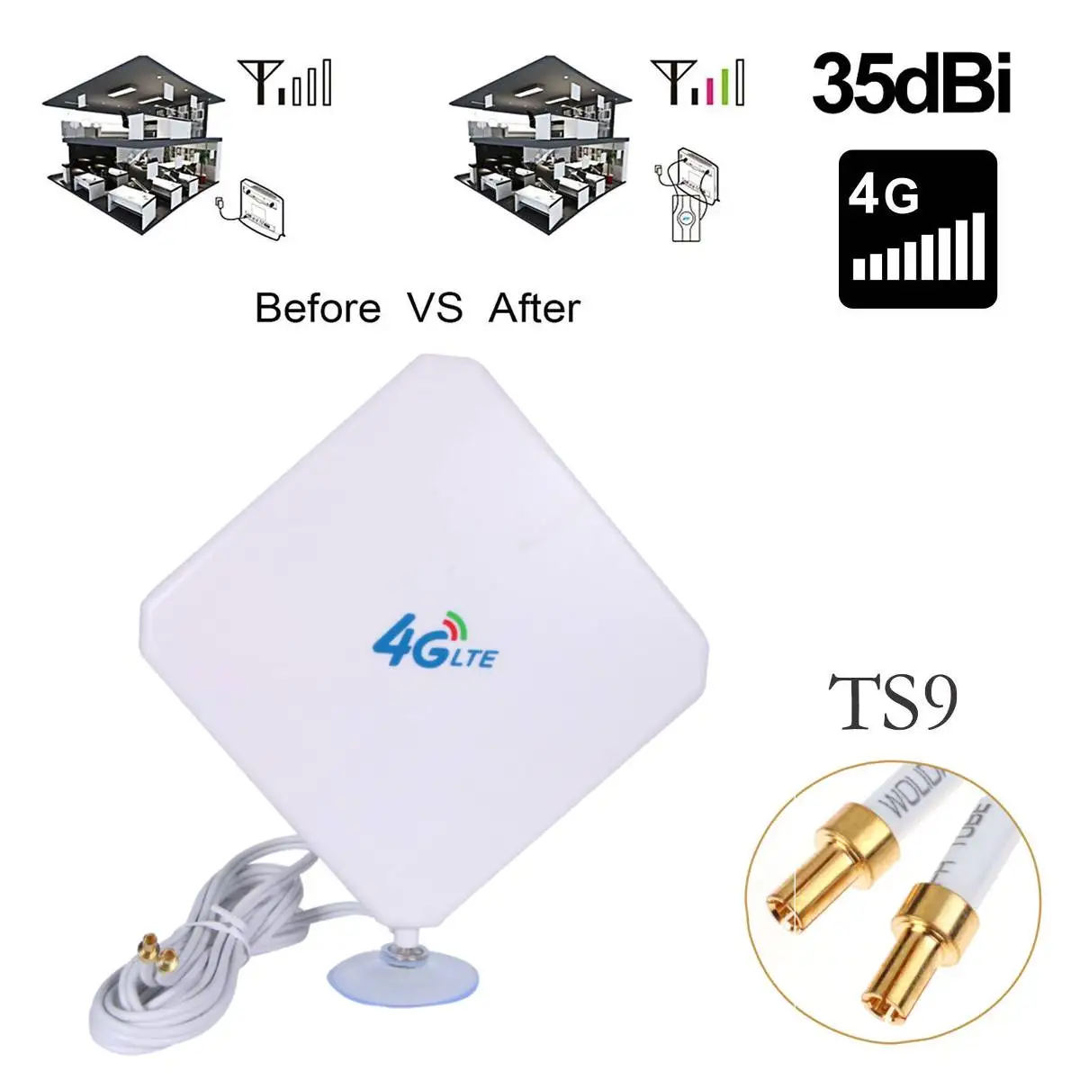 TS9 Antenne 35dBi 4G LTE Antenne Wifi усилитель сигнала ретранслятор мобильного сигнала усилитель беспроводной сетевой усилитель роутеров разъем
