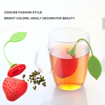 

household Silicone Tea Infuser Non-toxic Strawberry Shape Herbal Spice Tea Strainer Tea Bag Kitchen Supplies Teapot Accessories