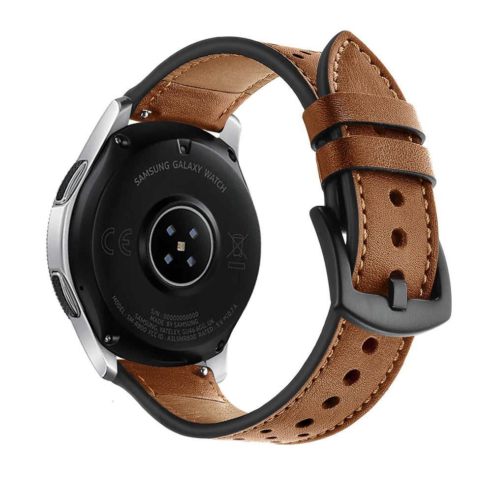 Подходит для samsung galaxy watch smartwatch ремешок спортивные часы голова кожа коровья кожа Ретро crazy horse отверстие ремешок 20 мм 22 мм