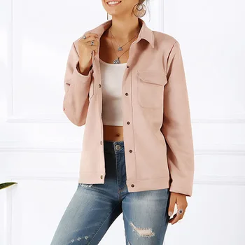 

Vintage Women Jackets Solid Loose Pocket Velvet Single Breasted Ladies Coat 2020 Casual Spring Autumn Women Basic Jacket CDR2153