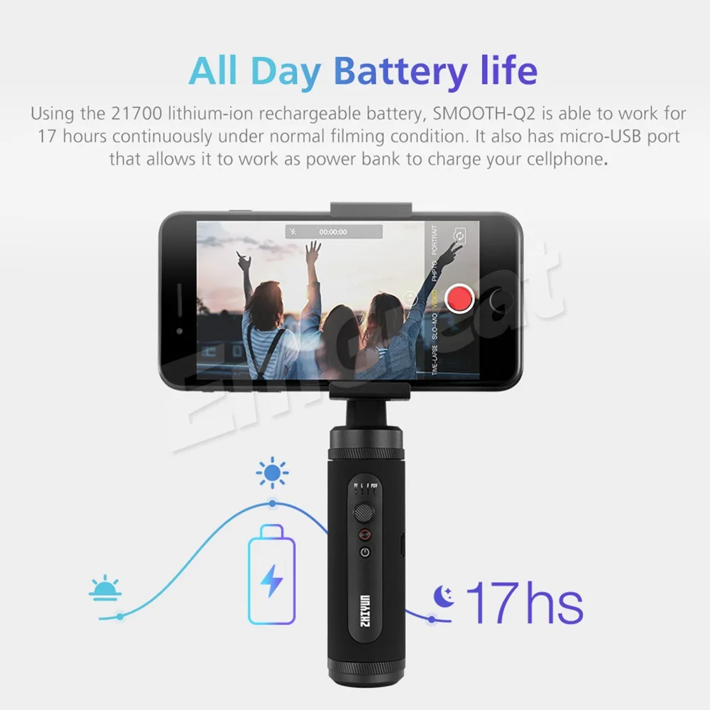 Zhiyun Smooth Q2 Pocket Size Portable 3-Axis Smartphone Handheld Gimbal Aluminum for iPhone 11 Pro Max XS X 8 other Mobile Phone
