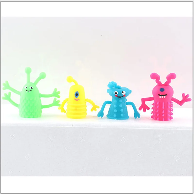 Colourful TPR Plastic Cute Mini Animal Monster Finger Dolls 4Pcs/Set Children Finger Puppet Toys Parents Storytelling Props animal finger puppet