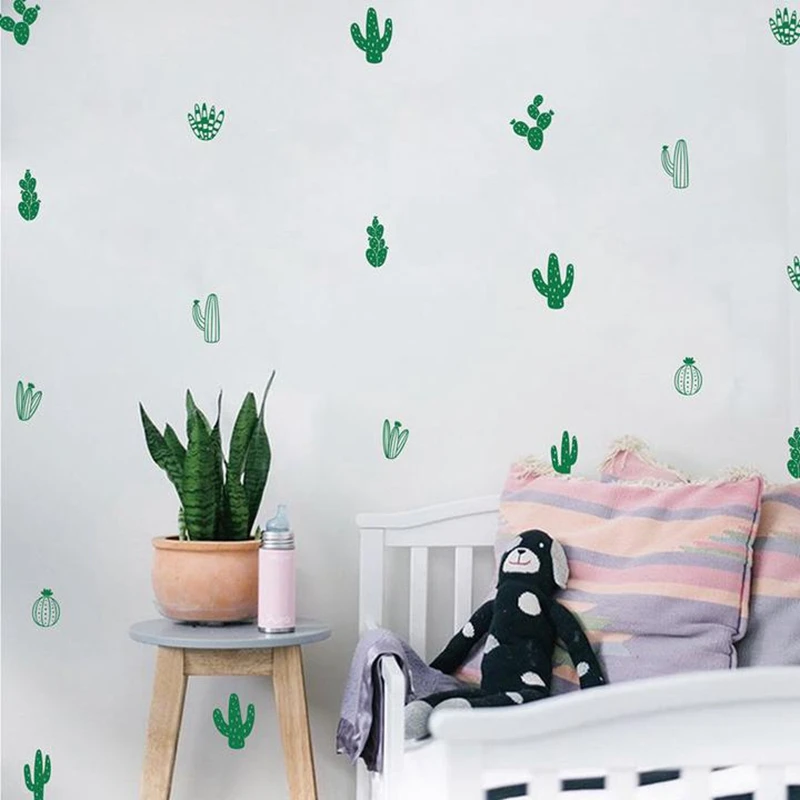 Home Decoration Cactus Plant Wall Decals DIY Art Vinyl Succulent and Cacti Stickers for Kids Nursery Room Living Room Wallpaper (1)