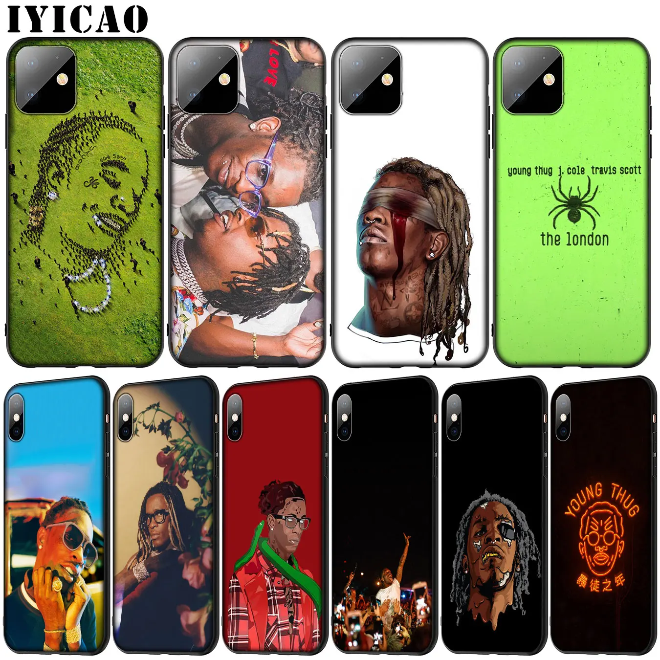 

Young Thug Soft Silicone Cover Case for iPhone 11 Pro XR X XS Max 6 6S 7 8 Plus 5 5S SE Black Phone Case