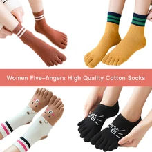 5 пар, милые хлопковые носки с пятью пальцами женские цветные теплые носки с круглым носком чулочно-носочные изделия с мультяшным котом, домашние тапочки