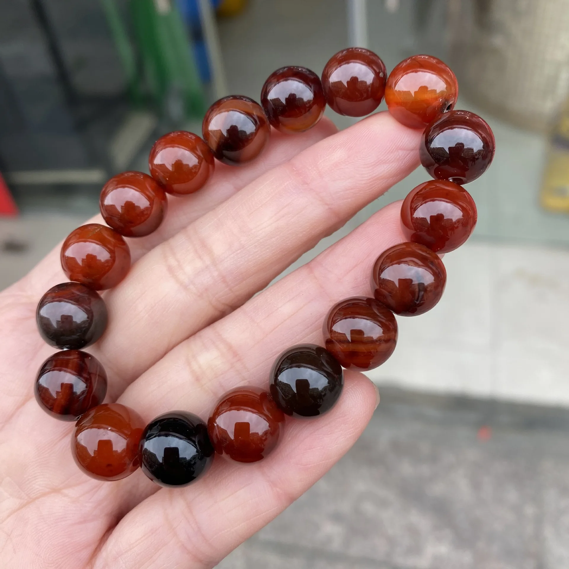 Dream agates bracelet Red Black beads bracelets carelian onyx stones jewelry  wholesale - AliExpress