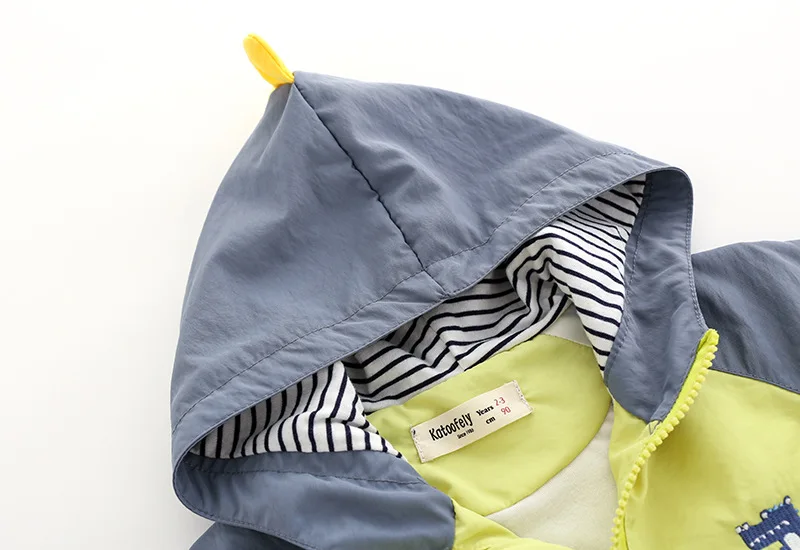 Куртка для мальчиков, пальто, осенние толстовки с динозавром, детская ветровка, верхняя одежда в полоску, одежда для малышей, Одежда для младенцев, DC163