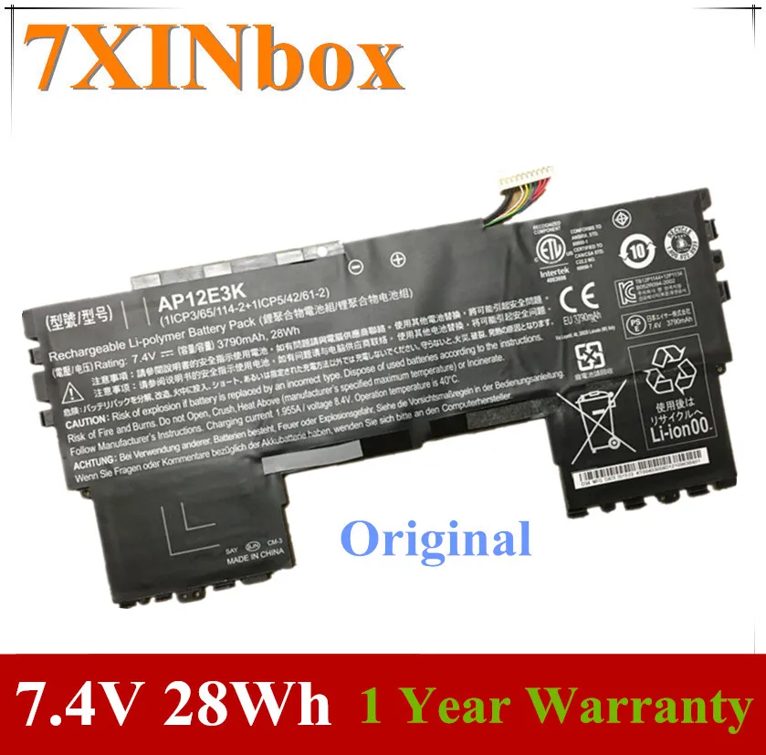 7 Xinbox 7.4V 28Wh Batteria Del Computer Portatile Ap12E3K Per Acer Aspire S S7 191 Ultrabook 11-Inch 1/ Cp3/65/114-2 + 1/Cp5/42/61-2 11Cp5/42 /61-2
