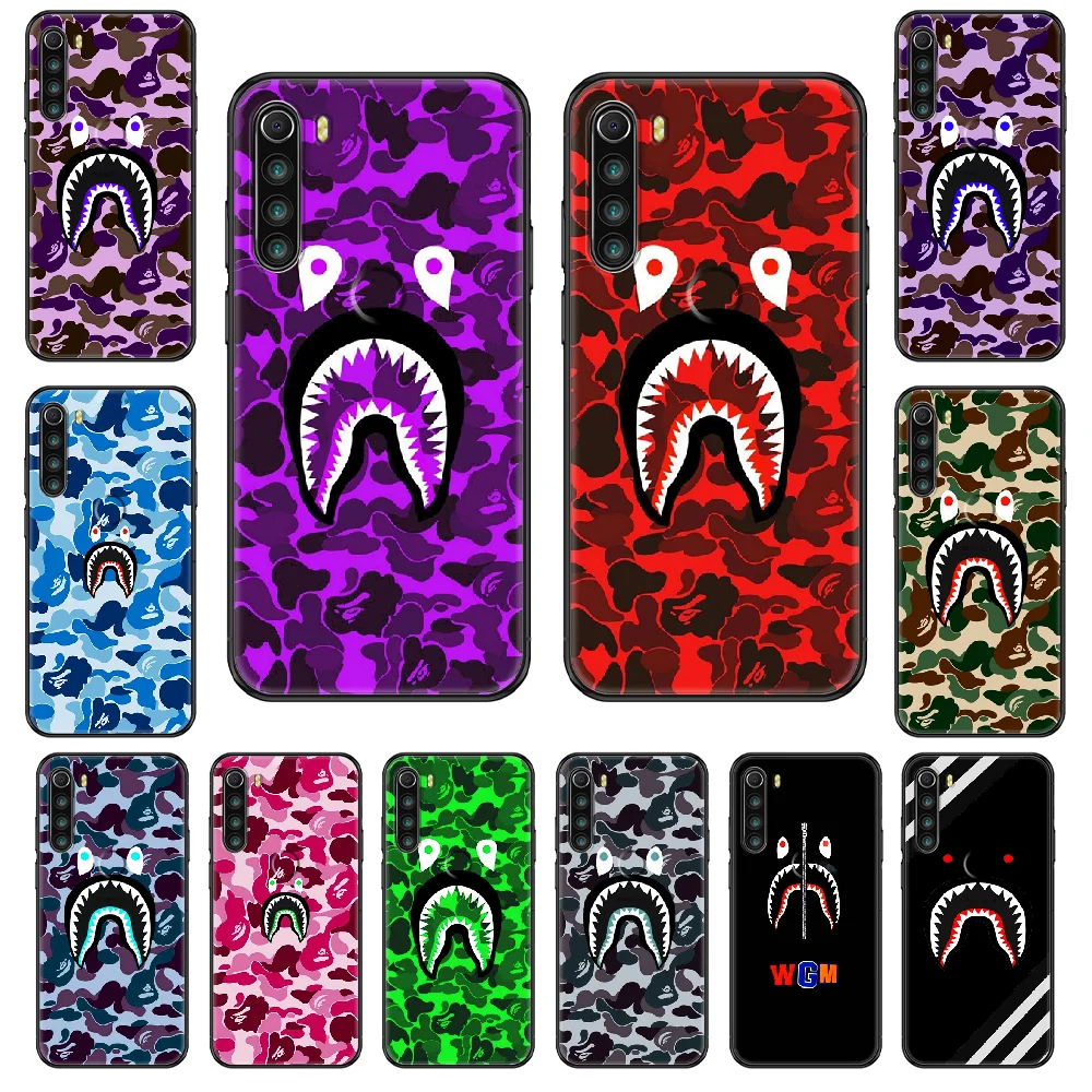 

Brand bape Fashion Phone case For Xiaomi Redmi Note S2 4 5 6 7 8 A S X Plus Pro black painting back tpu coque 3D shell trend